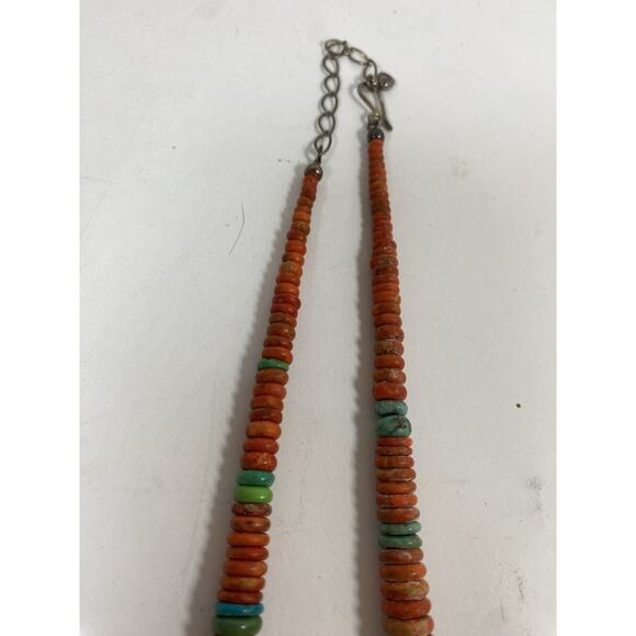 Turquoise & Coral Necklace and Bracelet Set – Sterling Silver Southwest - Picture 8 of 8